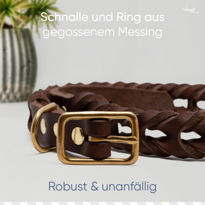 FREUDENTIER Hundehalsband geflochten aus Leder - Handmade in Holland - AlsterTwist Kollektion aus 10