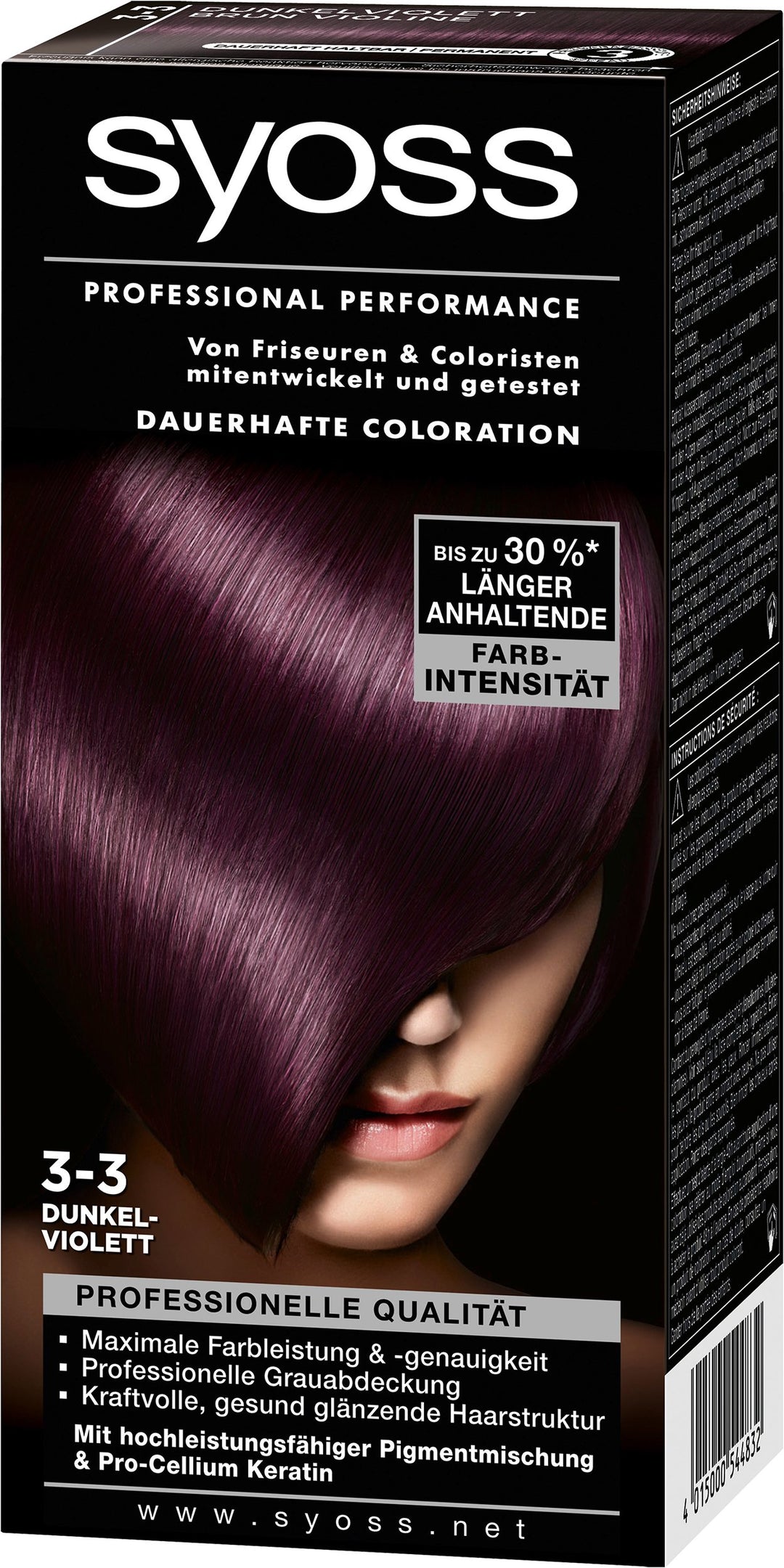 Syoss Professional Performance Coloration, 3-3 Dunkelviolett, 3er Pack (3 x 1 Stück) 3-3 Dunkelviole