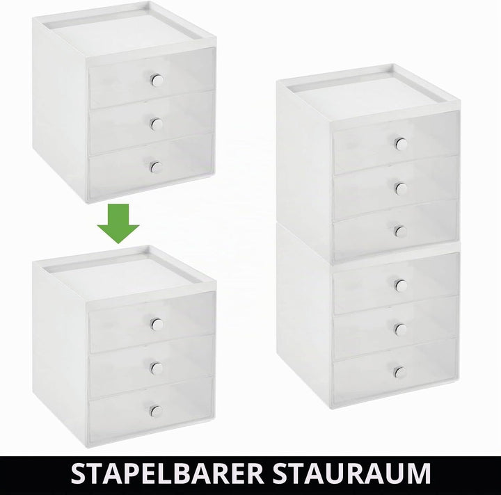 mDesign Make-up Organizer – Schminkaufbewahrung mit 3 Schubladen für Lidschatten, Lippenstift &amp; Co.
