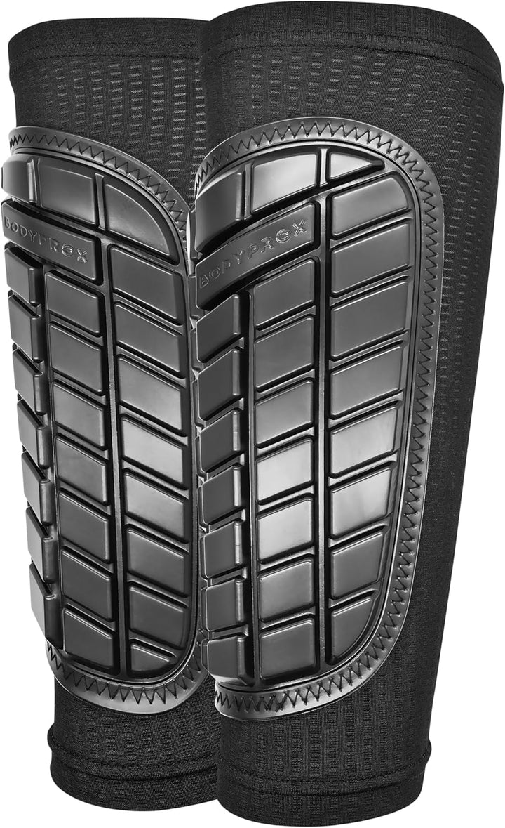 Bodyprox Fussball-Schienbeinschoner für Männer, Frauen und Jugendliche L Schwarz, L Schwarz