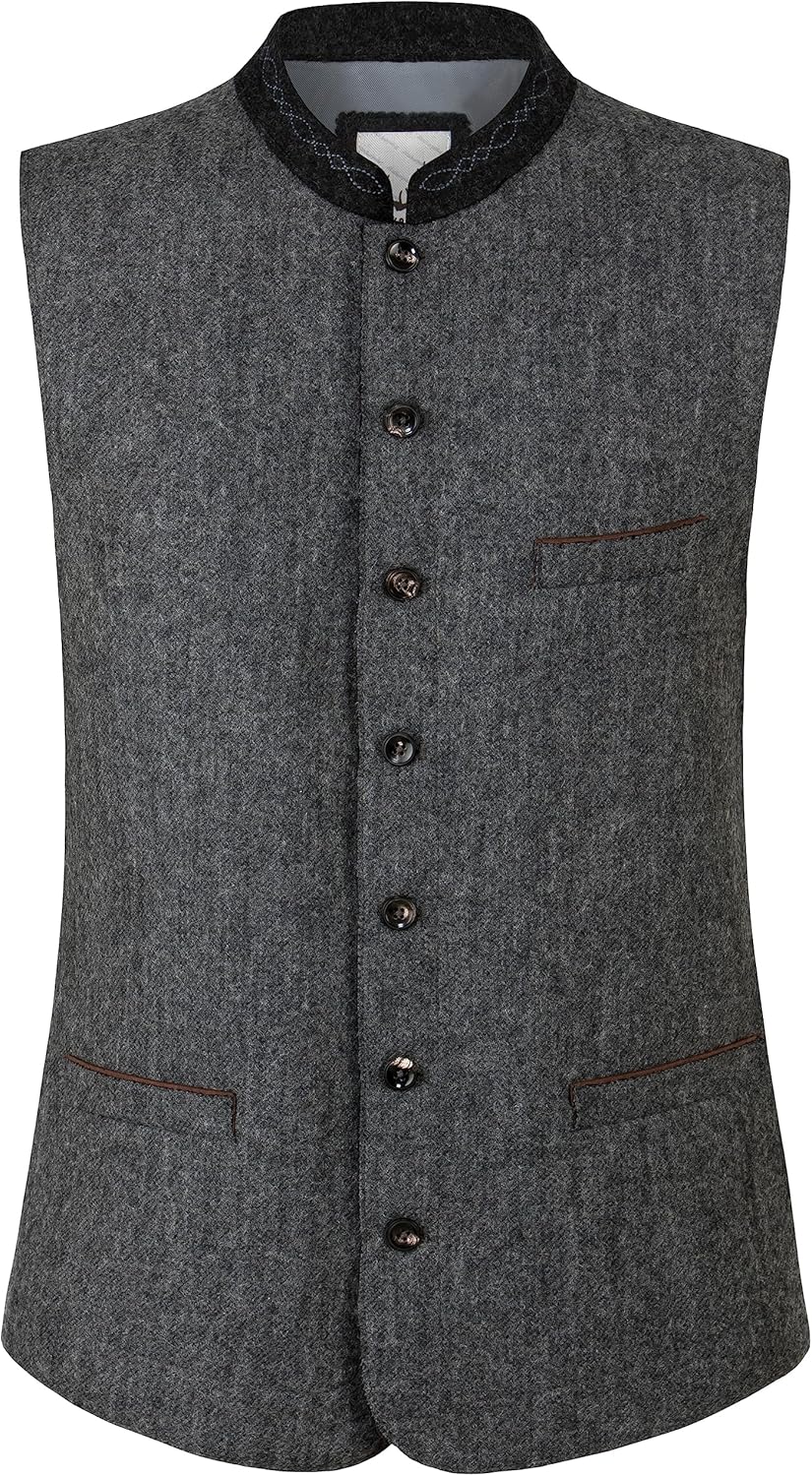 Stockerpoint Herren Trachtenweste 48 grau anthrazit, 48 grau anthrazit