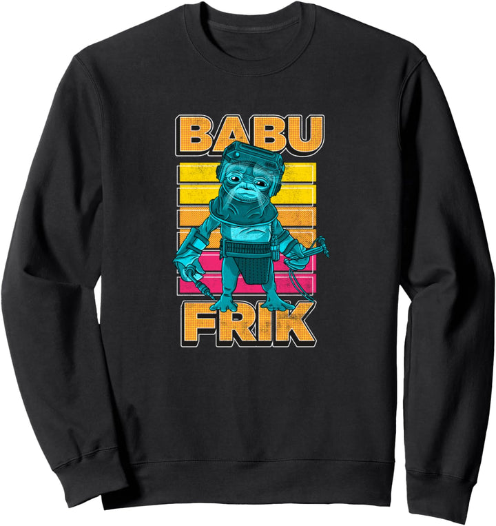 Star Wars Babu Frik Striped Background Portrait Sweatshirt