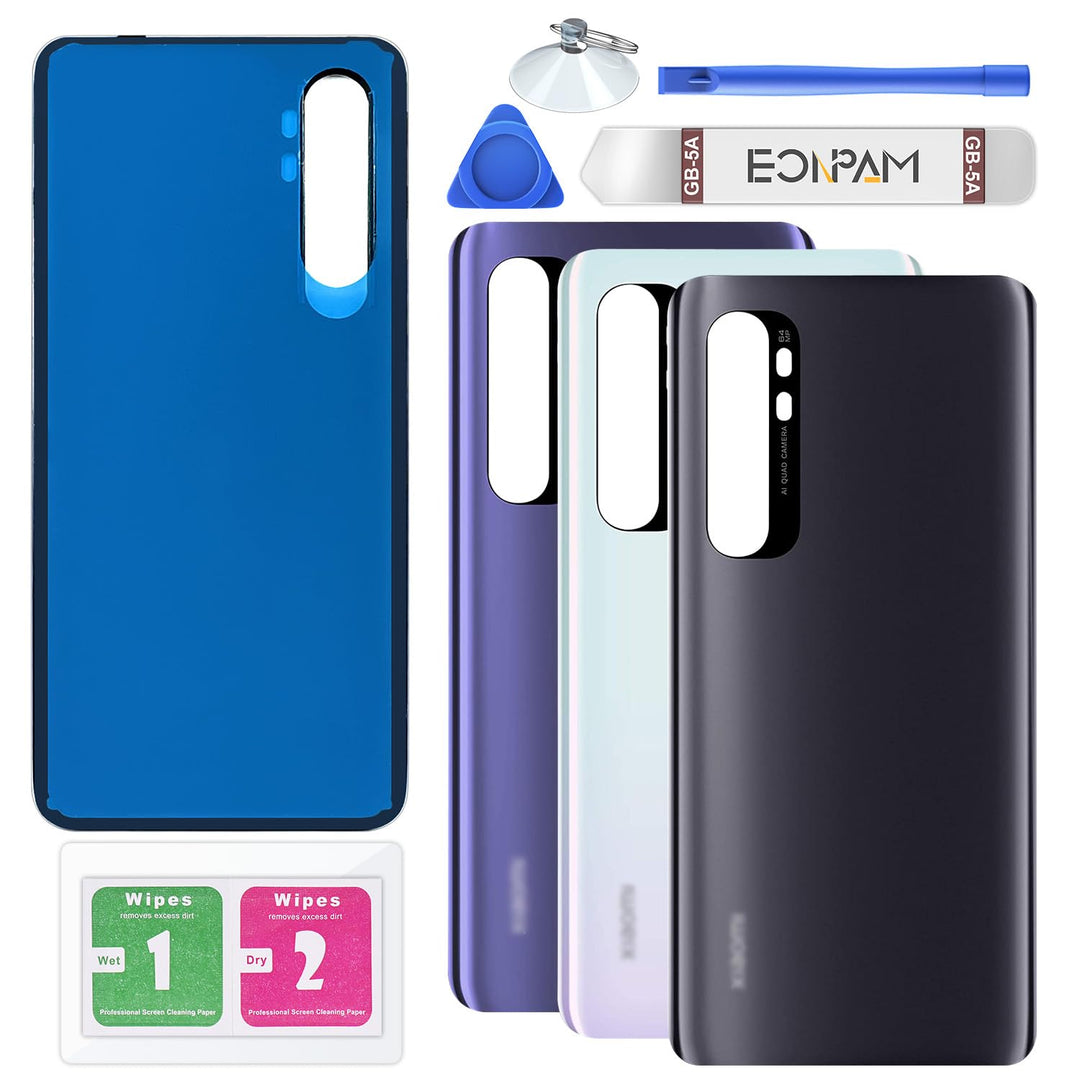 Eonpam Akkudeckel für Xiaomi Mi Note 10 Lite Rückseite Glas Original Backcover Back Glas Ersatz mit
