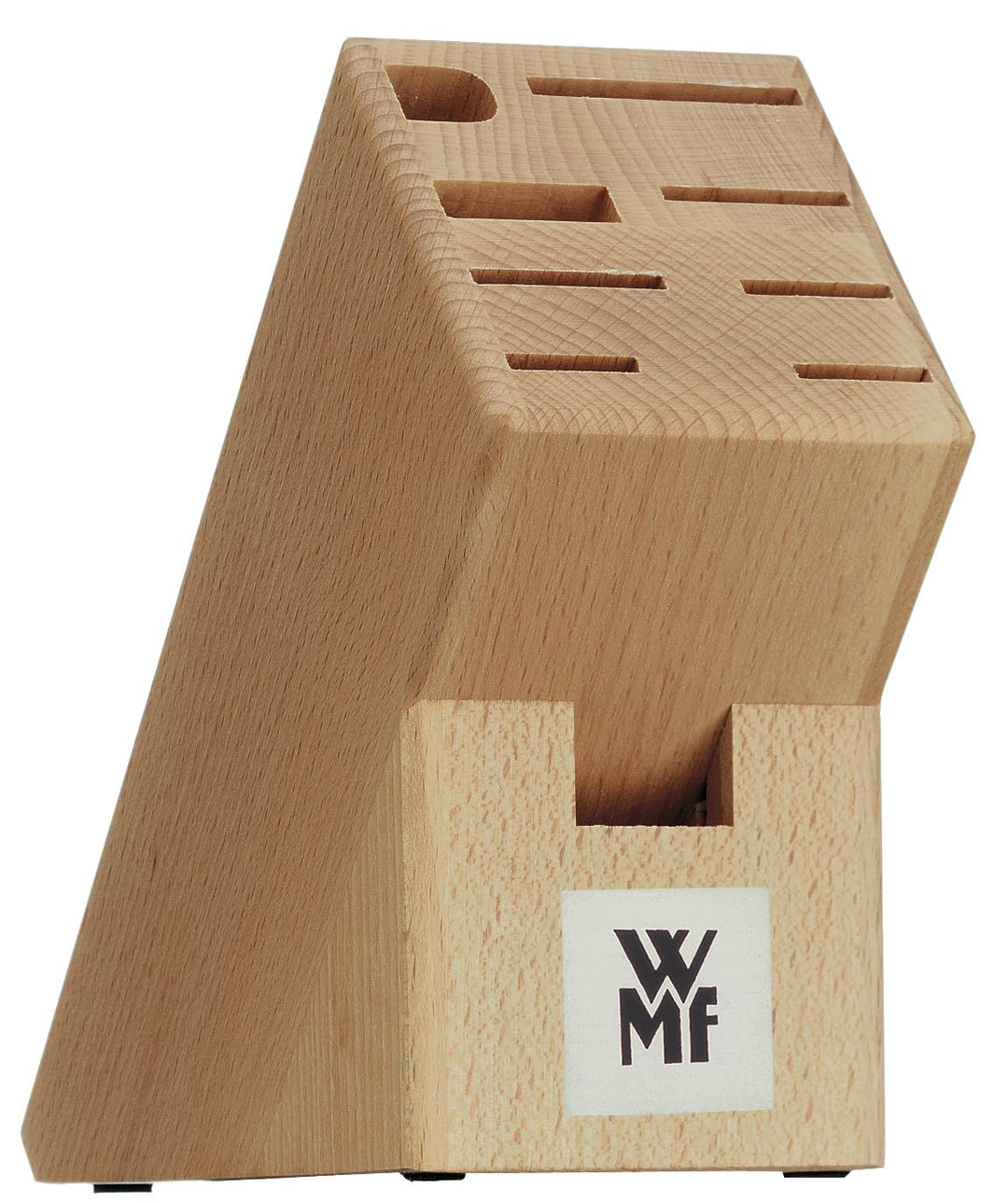 WMF Messerblock ohne Messer aus Buchenholz unbestück leer für 6 Messer, 1 Fleischgabel, 1 Wetzstahl