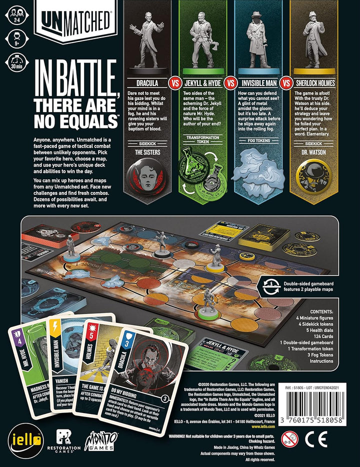 IELLO , Unmatched - Cobble & Fog, Card Game, Ages 9+, 2 to 4 Players, 30 mins Minutes Playing Time,