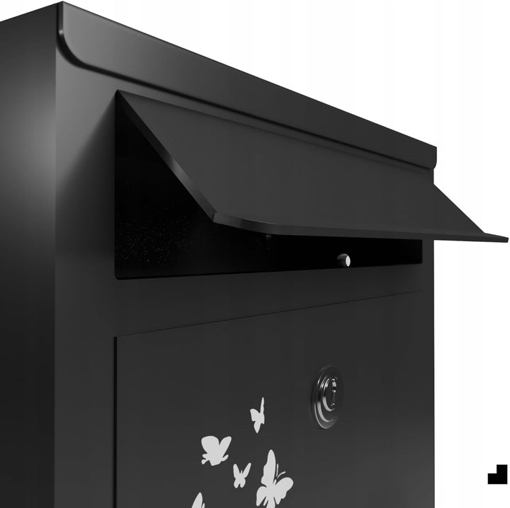 Gustav Briefkasten Klein Schwarz RAL 9005 personalisiert mit Name & Hausnummer inkl. Bitte Keine Wer