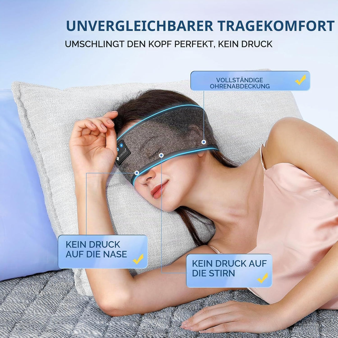ZUMUSEN Schlafkopfhörer Stirnband Bluetooth 5.4, Super Weiche 15+ Stunden Wiedergabe Sleep Headphone