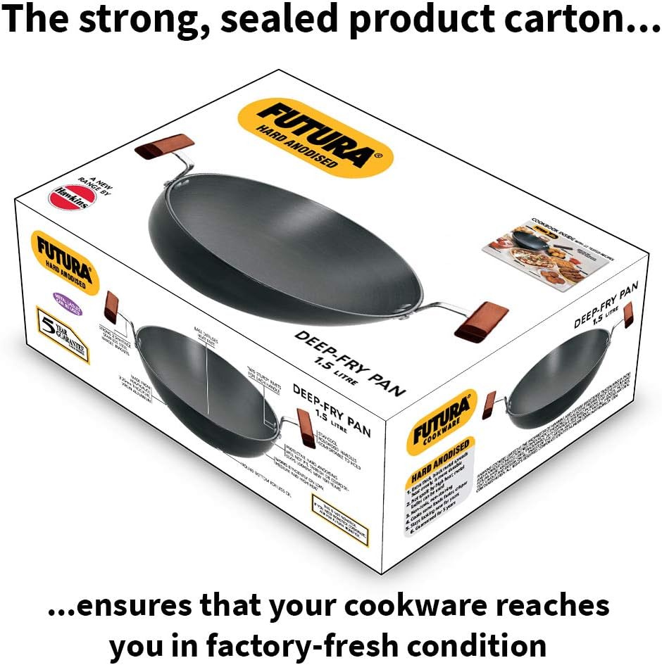 Futura Hard Anodised Round Bottom Deep-Fry Pan(22cm/1.5 Litres)