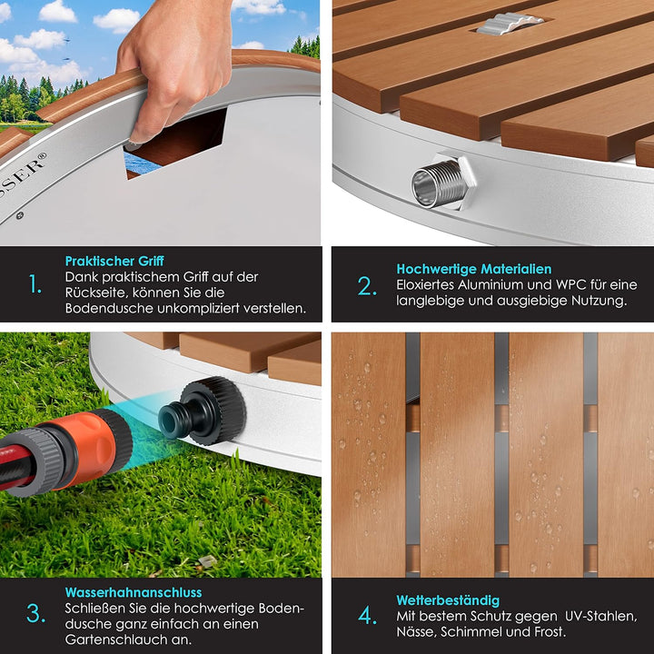 KESSER® Gartendusche Bodendusche Aussendusche Saunadusche Campingdusche Ø 70 cm Rund Fontänenhöhe bi