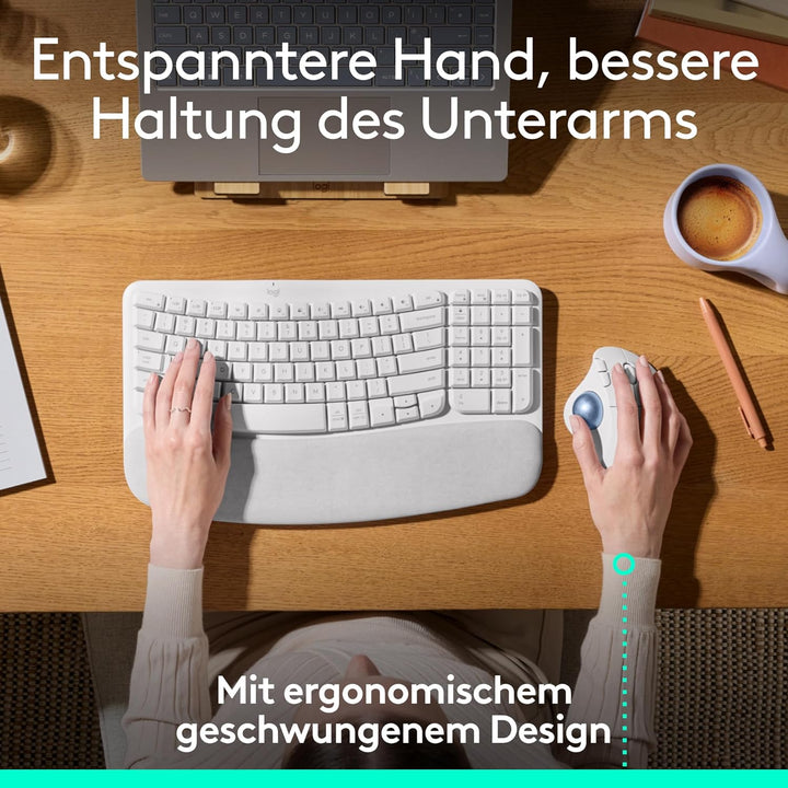 Logitech Ergo M575S kabellose Trackball-Maus, kabellose ergonomische Maus mit Bluetooth und verschlü