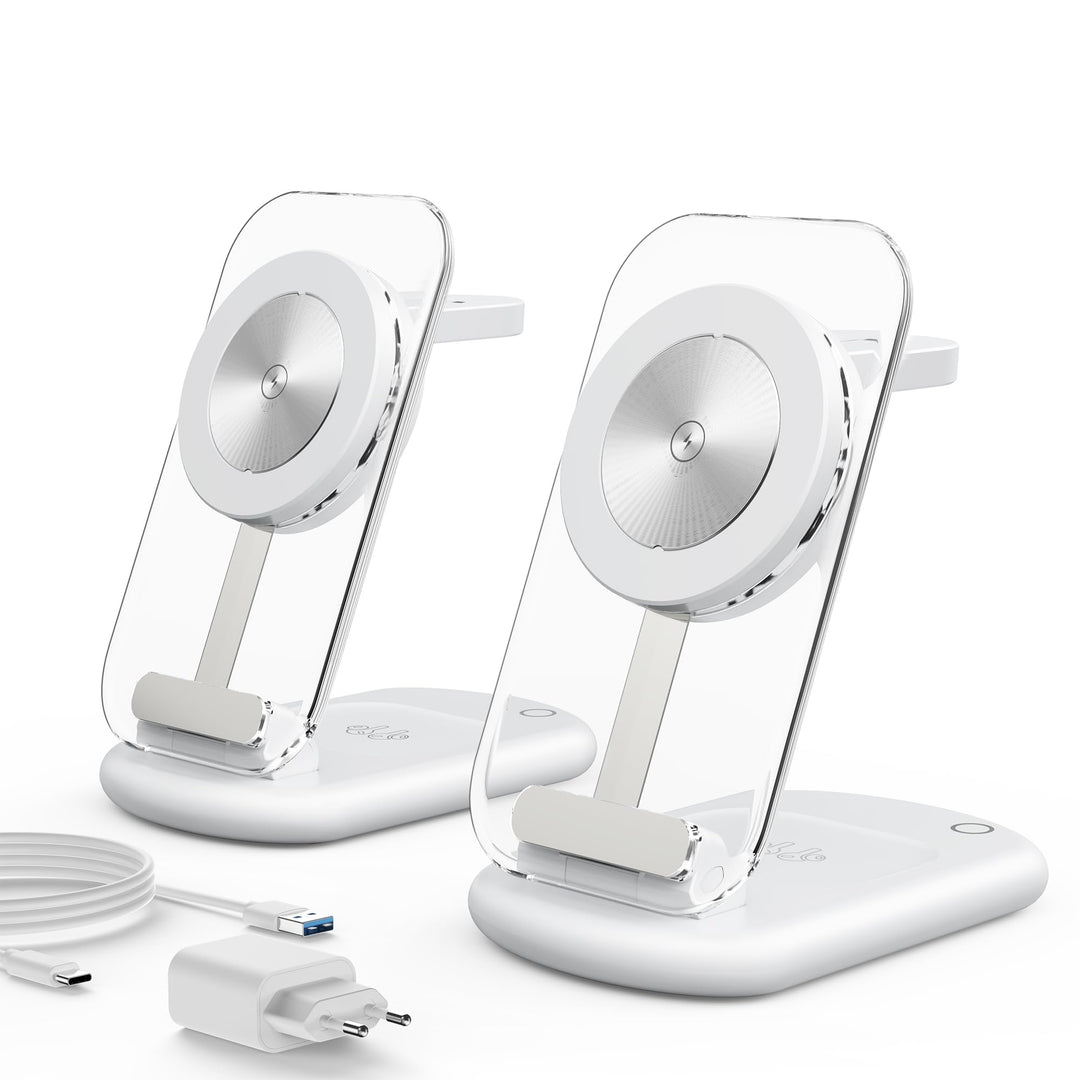 Induktive Ladestation Kompatibel mit Mag Safe Ladegerät,Silber 2er Pack, Silber 2er Pack
