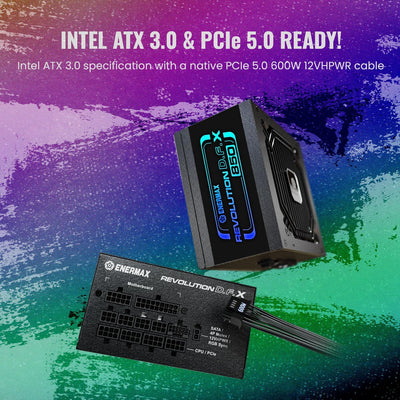 ENERMAX Revolution D.F. X ARGB ATX3.0 PCI-e 5.0 Kompakt Gaming&Streaming PC Netzteil 850W 80Plus Gol