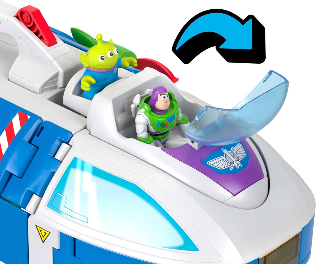 Imaginext Buzz Lightyear Raumschiff mit Figuren | Toy Story Buzz Lightyear Schiff, verwandelt sich m