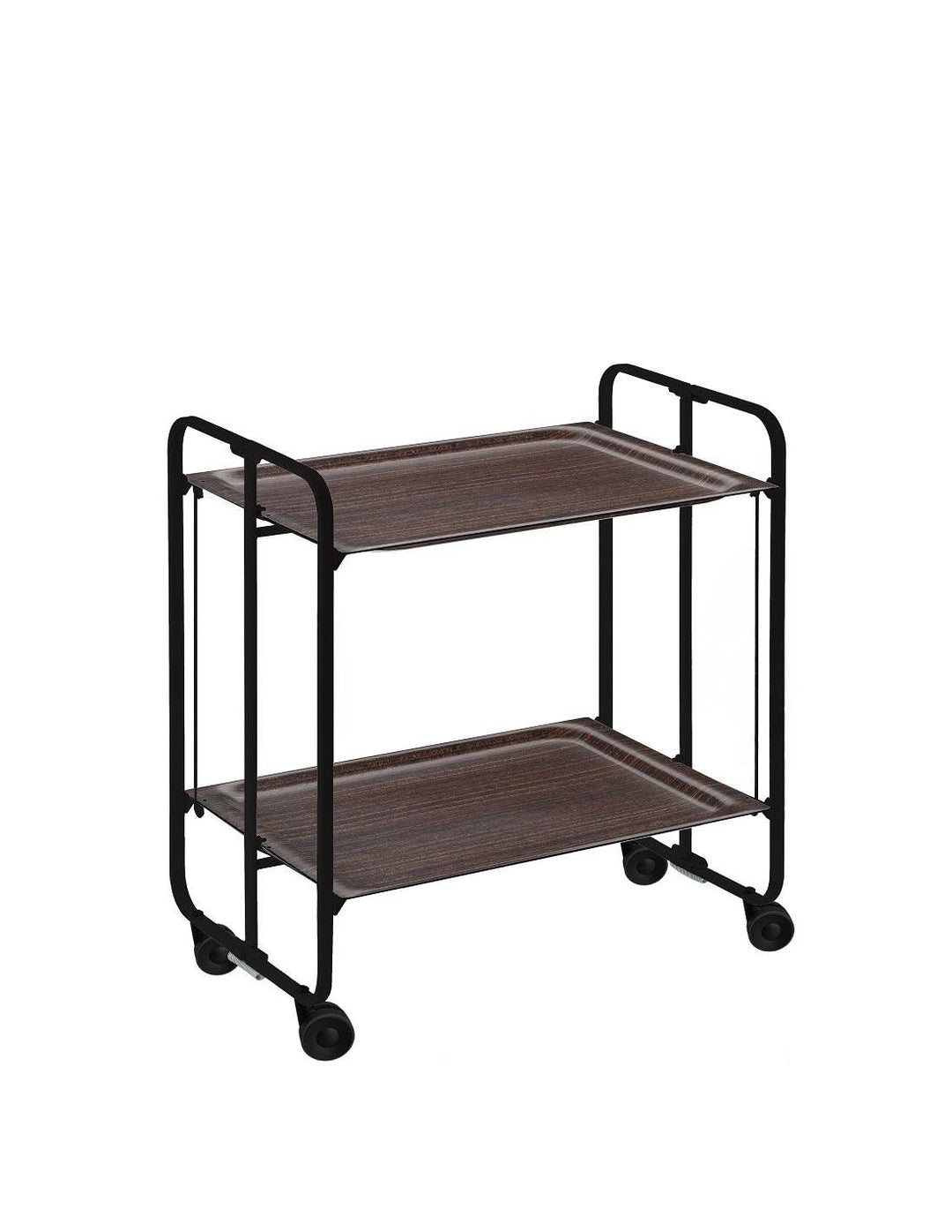 DON HIERRO - Servierwagen, klappbar, 2 Böden, Schwarzem Rahmen. Bauhaus-Wengue 66 x 43 x 72 cm. Weni