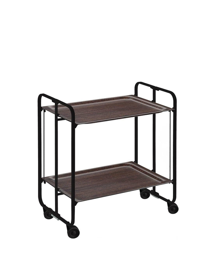 DON HIERRO - Servierwagen, klappbar, 2 Böden, Schwarzem Rahmen. Bauhaus-Wengue 66 x 43 x 72 cm. Weni