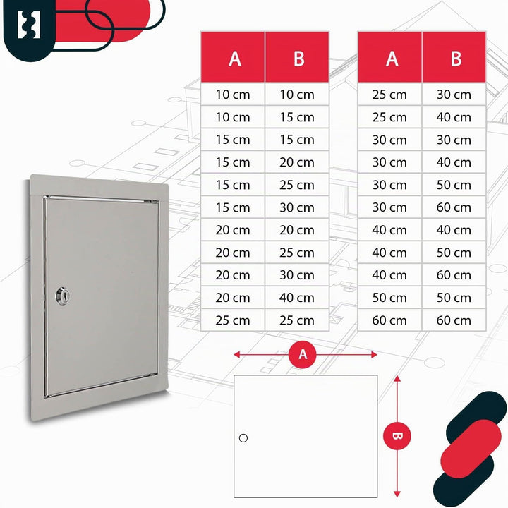 KOTARBAU® Revisionsklappe Grösse 40x60cm mit Schlüssel Edelstahl Silber für Revisionsschächte, 40x60