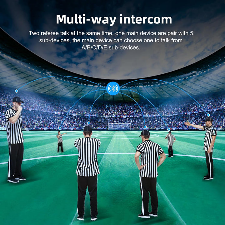 V6C Fusball Schiedsrichter Headset Intercom, Bluetooth Kommunikationssystem für 2 bis zu 6 Personen