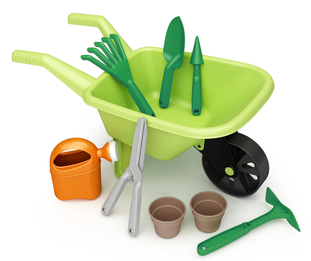 ToyToyToy Schubkarre mit Kinder Gartenwerkzeug 9 Teile 54 cm Länge