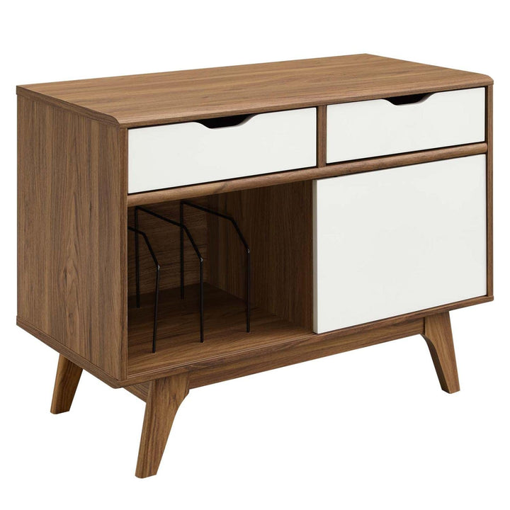 Modway Envision Mid-Century Modern 37" Vinyl-Schallplatten-Ausstellungsstand mit Schubladen, 37 Zoll