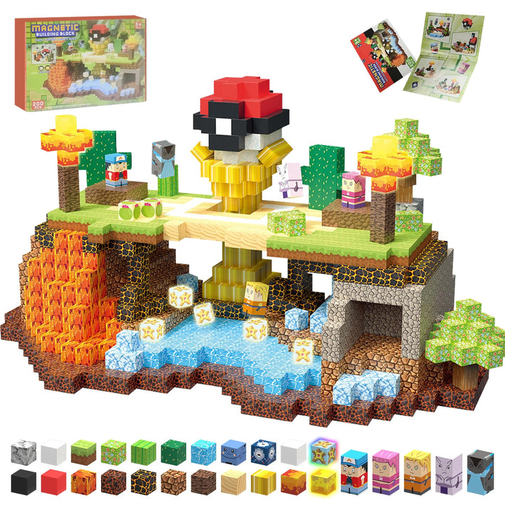 Magnetische Bausteine Blöcke 200 Stück 2.5CM Leuchtende Magnetbausteine für Kinder Magnetspiele Baus