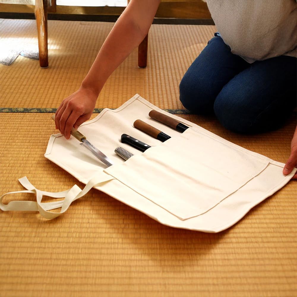 TOJIRO Leinen Messertasche für 5 Messer