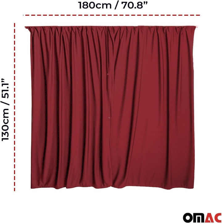 OMAC Fahrerhaus Führerhaus Gardinen Sonnenschutz kompatibel mit VW Caddy L1 L2 Rot 2tlg Rot / Autoga