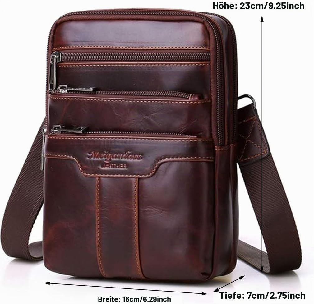 Umhängetasche aus Leder Schulter Crossbody Reisetasche für Herren Frauen 