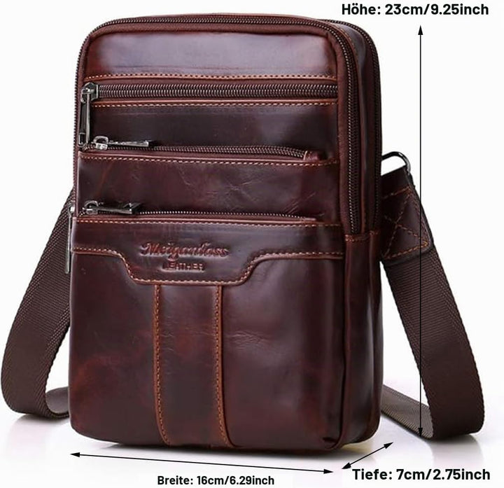 Umhängetasche aus Leder Schulter Crossbody Reisetasche für Herren Frauen 
