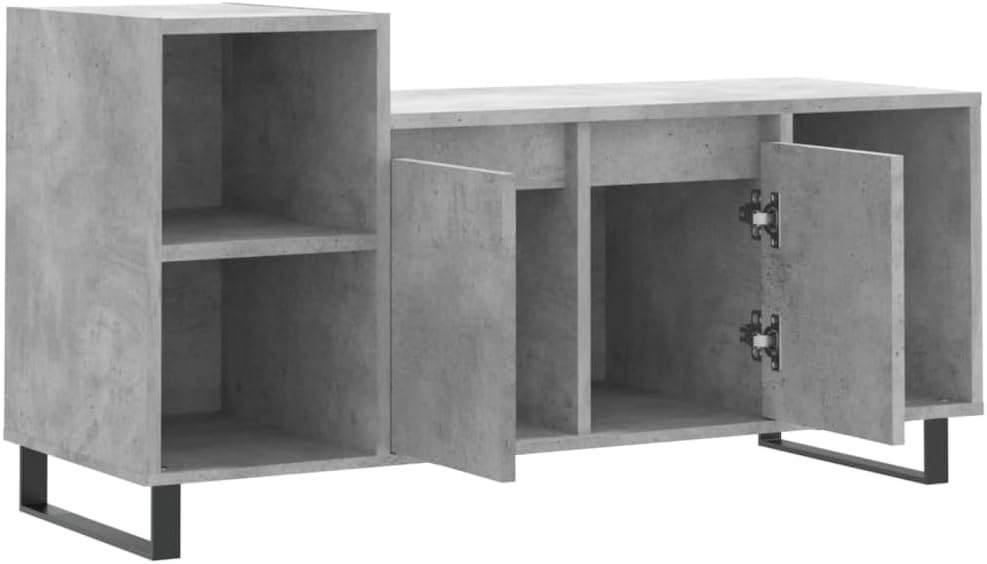 TV-Schrank, Zementgrau, 100 x 35 x 55 cm, mehrschichtiges Holz, Metall, TV-Schrank, Vitrine mit Türe
