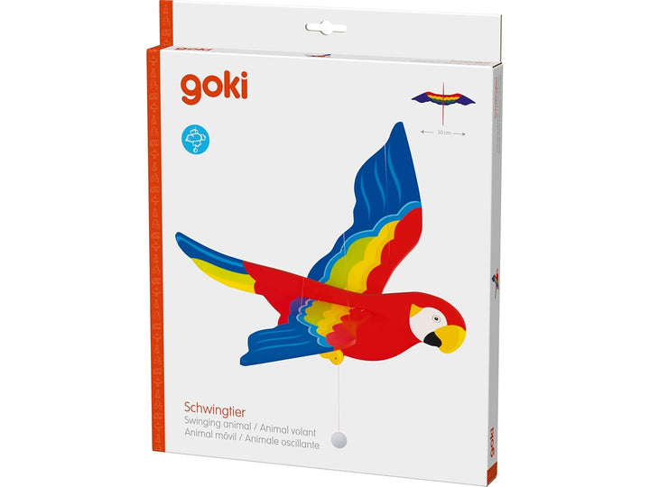 goki Schwingtier Papagei 50 cm - Schwingfigur Mobile für Babybett, toller Hingucker für das Kinderzi