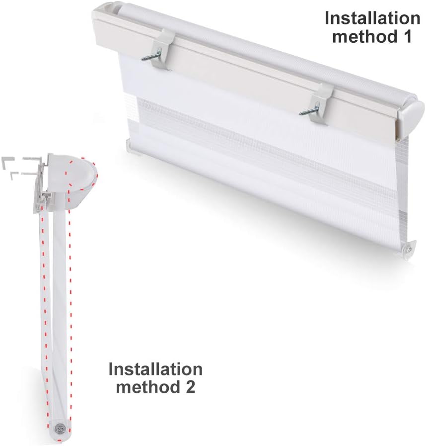OBdeco Doppelrollo Duo Rollo Klemmfix ohne Bohren B80cm x H150cm(Stoffbreite 76 cm) Weiss für Fenste
