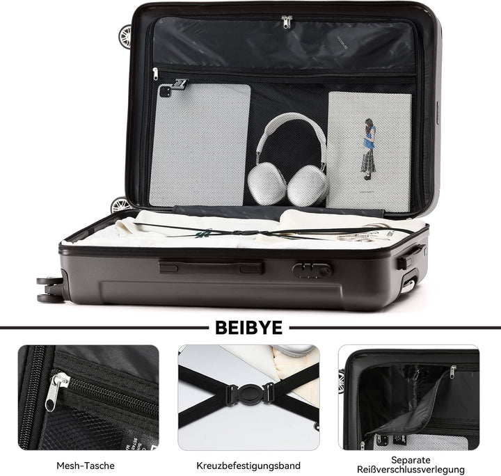 BEIBYE Hartschalen-Koffer Trolley Rollkoffer Reisekoffer Sicherheit Zahlenschloss Zwillingsrolle ABS