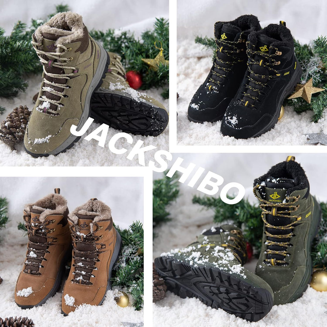 JACKSHIBO Winterschuhe Herren Winterstiefel damen mit Warm Gefüttert Wasserdicht Schneeschuhe Rutsch