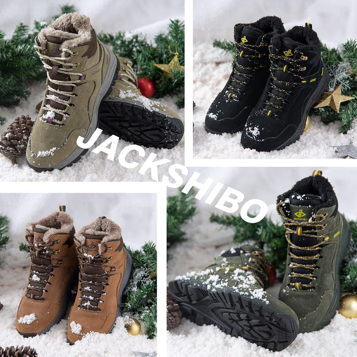 JACKSHIBO Winterschuhe Herren Winterstiefel damen mit Warm Gefüttert Wasserdicht Schneeschuhe Rutsch