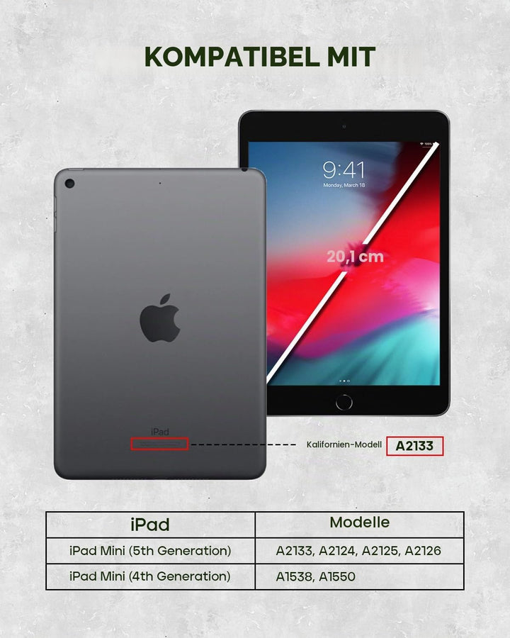 Porter Riley - Lederhülle für iPad Mini 5. Premium Echtleder Standhülle/Cover/Flip 7.9 Zoll Ausgabe
