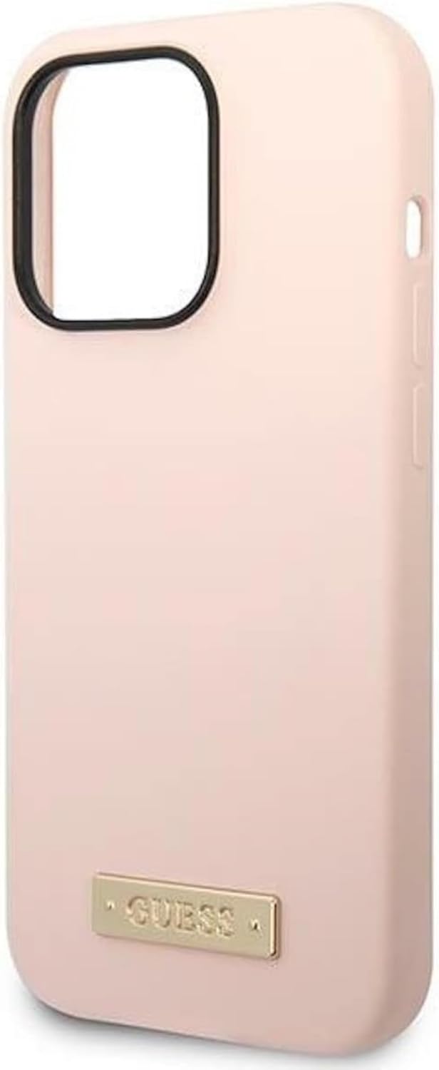Guess GUHMP14LSBPLP hülle für iPhone 14 Pro 6,1" rosa/pink Hard case Silicone Logo Plate