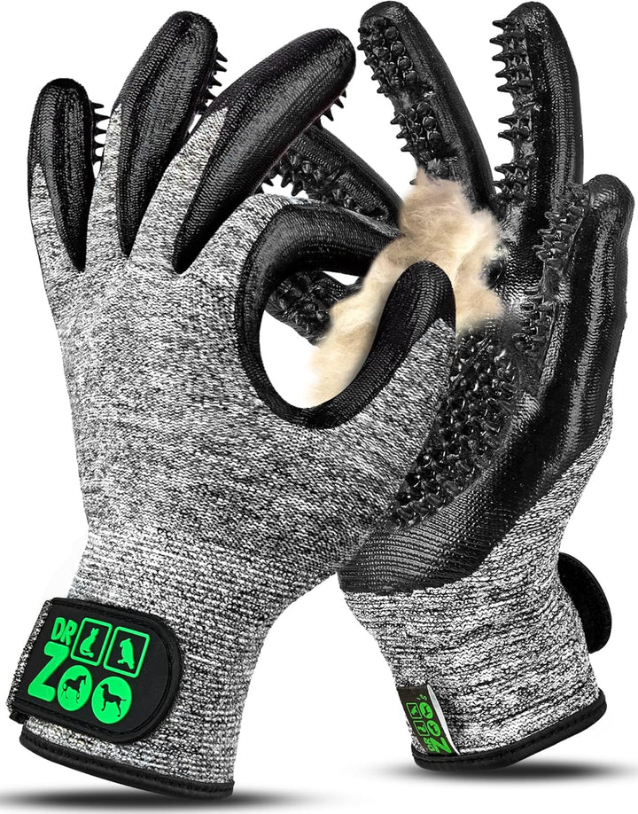 DR Zoo Gr. M Paar Fellpflegehandschuh zur Fellpflege durch Handschuh für Hund, Katze und Pferde, M