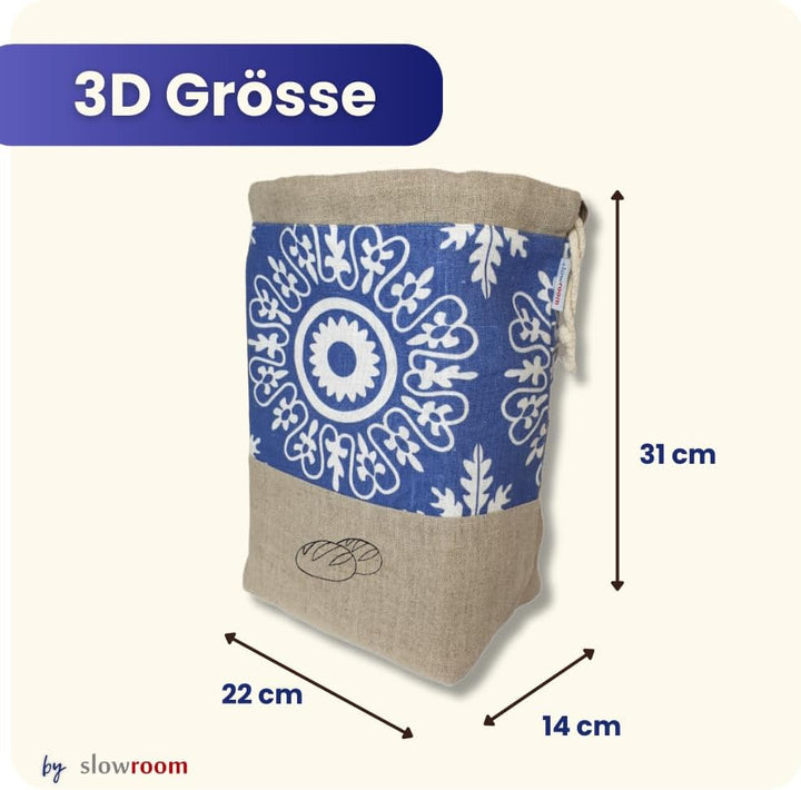 slowroom Brotbeutel 30 x 34 cm und Brotkorb 2 in 1 - Brotkorb Stoff - doppelte Leinenschicht - Brötc