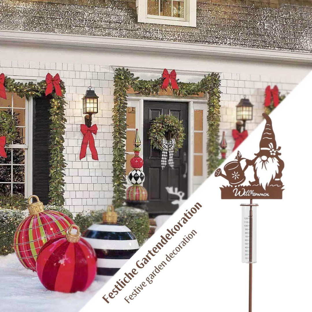 Regenmesser für Garten Dekorativer Niederschlagsmesser mit Erdspiess, Regenwassermesser Glas auf Gar