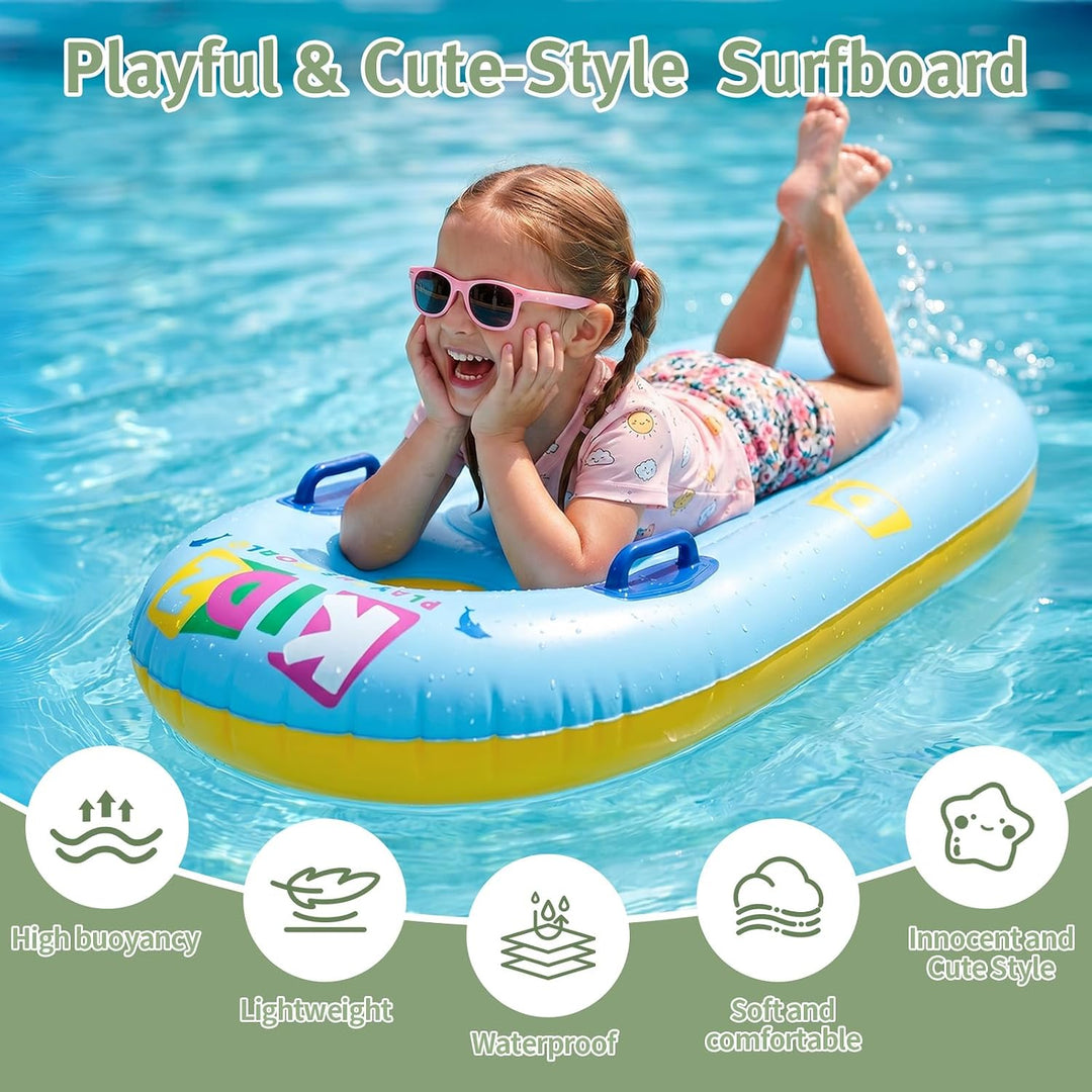 Schwimmbrett Bodyboard Aufblasbar, Surfbrett Bodyboard mit Griffen, Schwimmhilfe Aufblasbar Kinder,