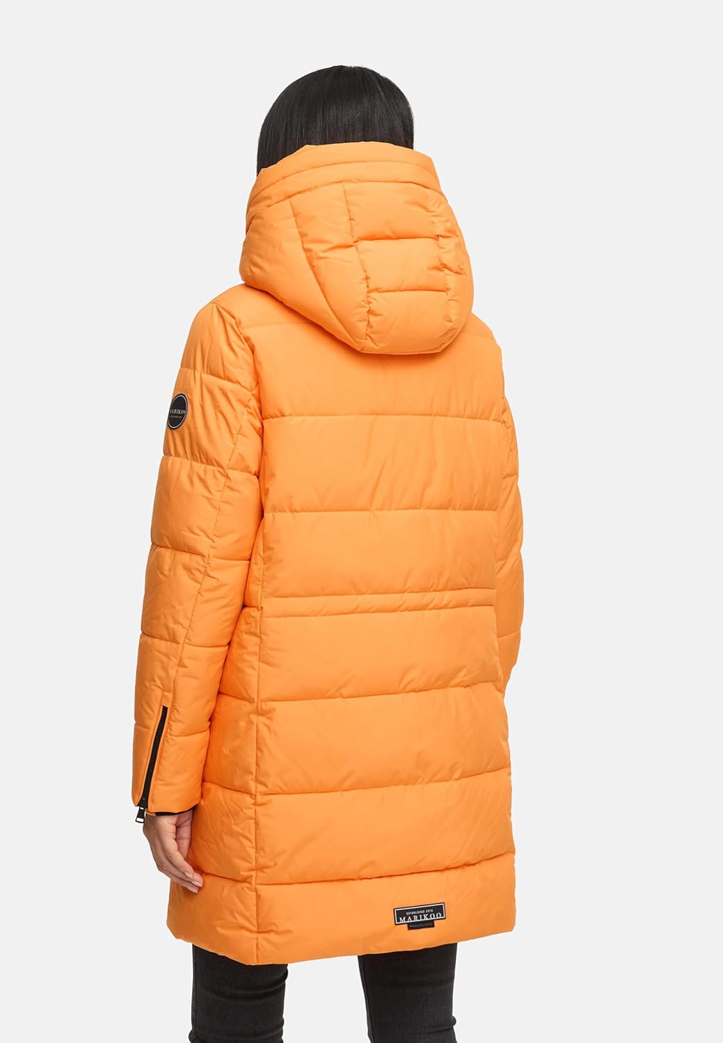 MARIKOO Damen Wintermantel warmer Steppmantel lang mit Kapuze und hohem Kragen Karumikoo XVI XS-5XL