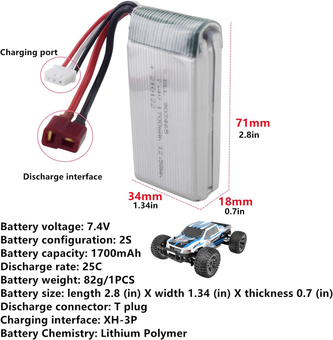 ZYGY 2St. 7.4V 1700mAh Lithium akku & 2in1 Ladegerät für 9200 9200E 9205E 9202E 9203E 9204E 9206E HB
