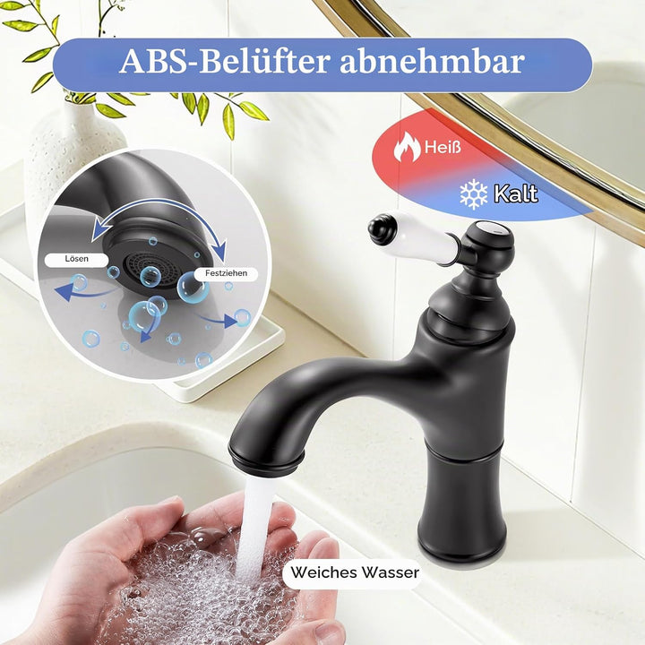 Wasserhahn Bad Dunkelgrau, Waschtischarmatur Mischbatterie Waschbecken Armaturen, Einhebel-Badezimme