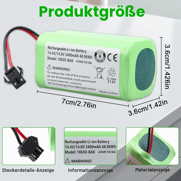 14.4V 3400mAh Ersatzakku für Eufy RoboVac 11 11S 11S MAX 12 15C 15C Max 25C Max 30 30C 30 Max 35C, f