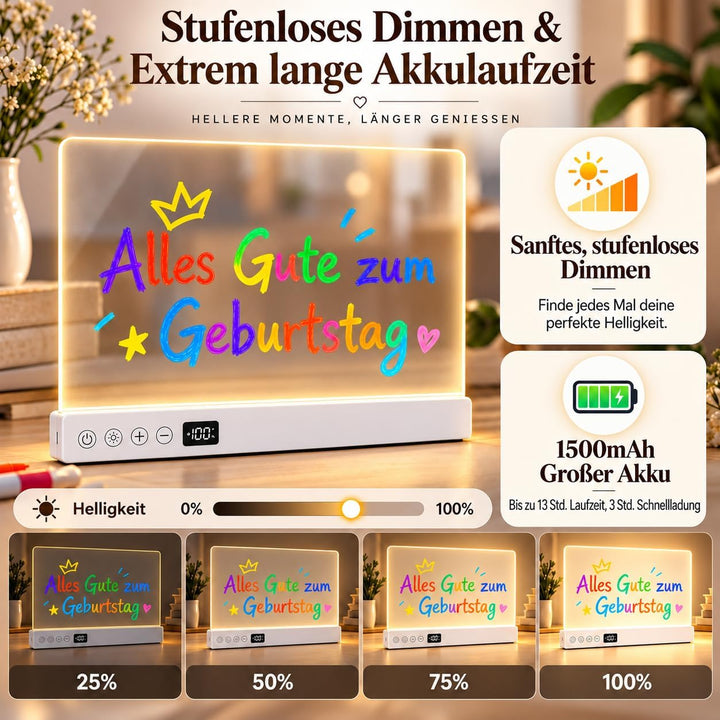 FLSEPAMB LED Zeichenbrett Kinder, 20 Modi, Dimmbar Wiederaufladbar Maltafel