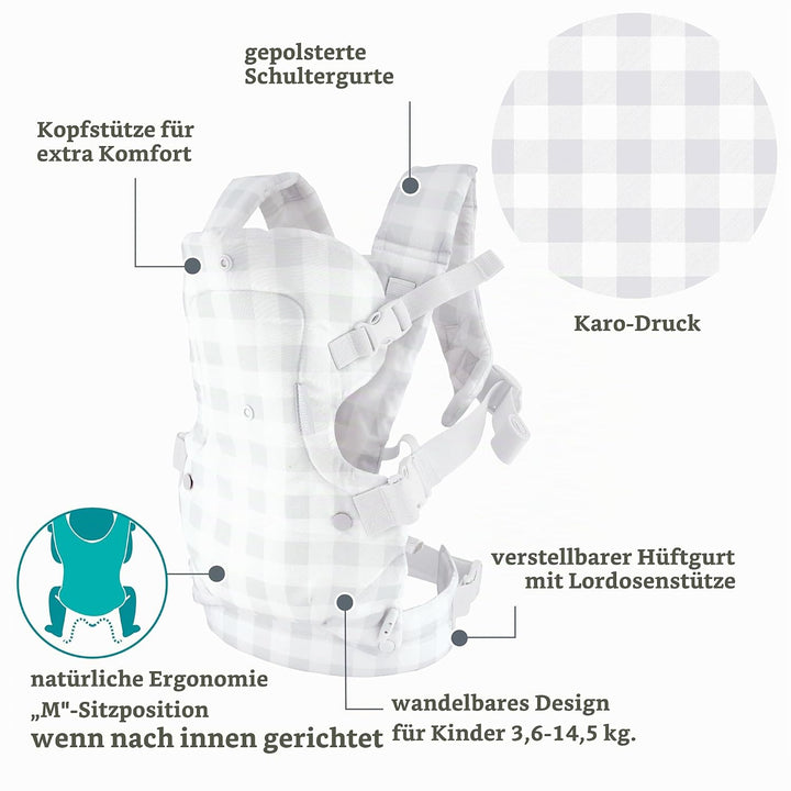 Infantino Babytrage Flip Advanced 4-in-1, Ergonomische und Umwandelbare Babytrage, Trage für Front u