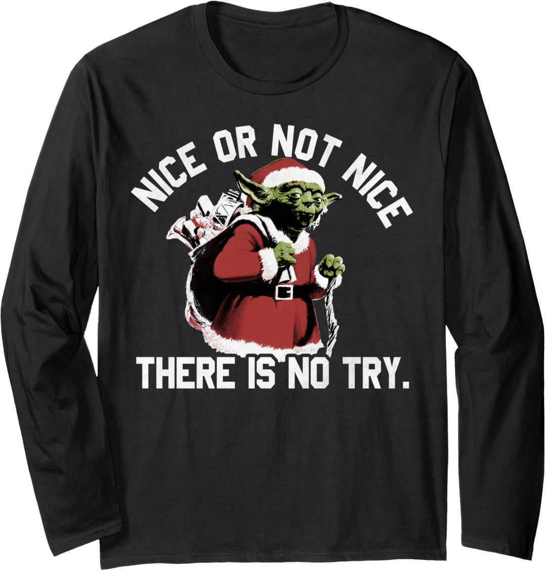Star Wars Christmas Yoda Nice or Not Nice Langarmshirt
