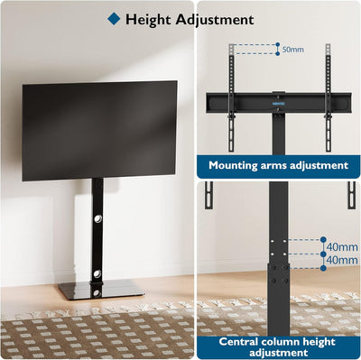 BONTEC TV Ständer Standfuss Fernsehstand für 30-70 Zoll Flach & Curved Fernseher bis zu 40 kg, Schwe