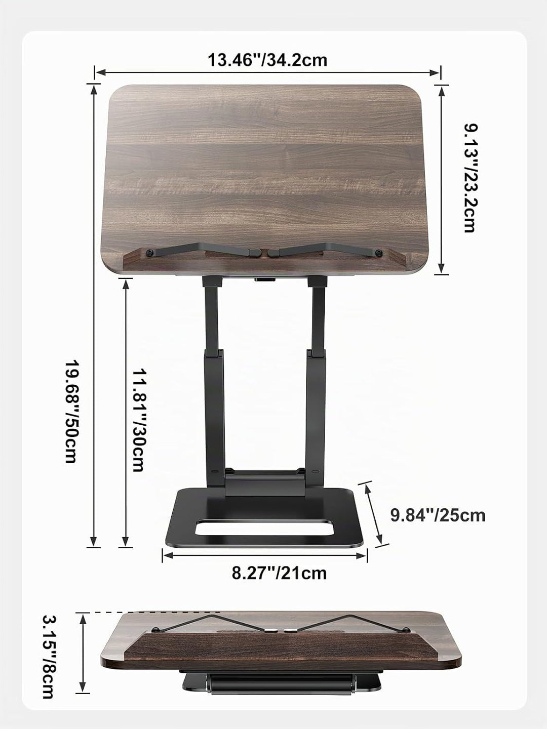 Tounee Buchständer, Teleskop-Buchhalterständer, höhenverstellbar, ausziehbares Design, ergonomischer