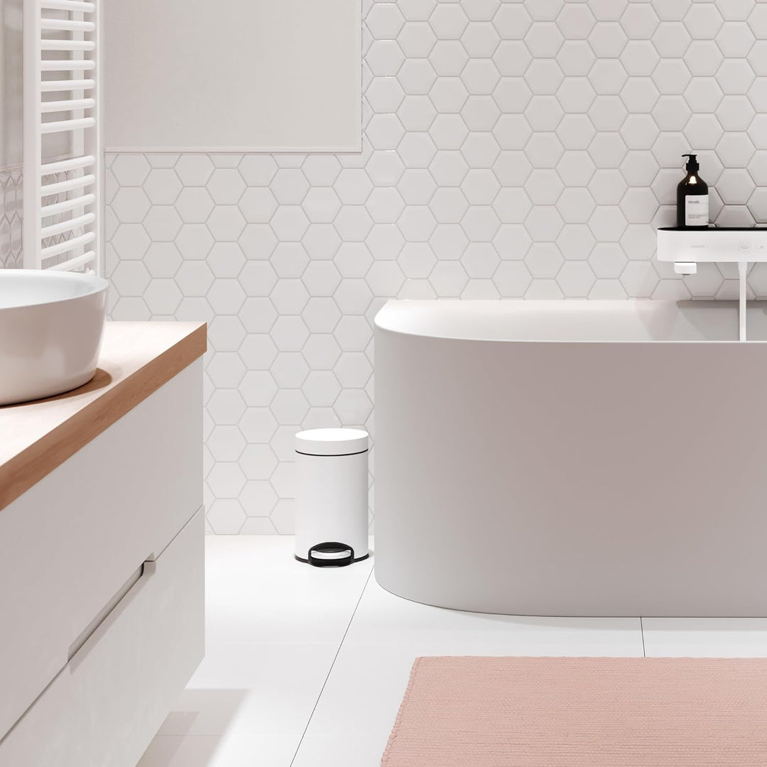 hansgrohe Treteimer AddStoris, Mülleimer Bad, Mattweiss, 3l Mattschwarz 3l, Mattschwarz 3l